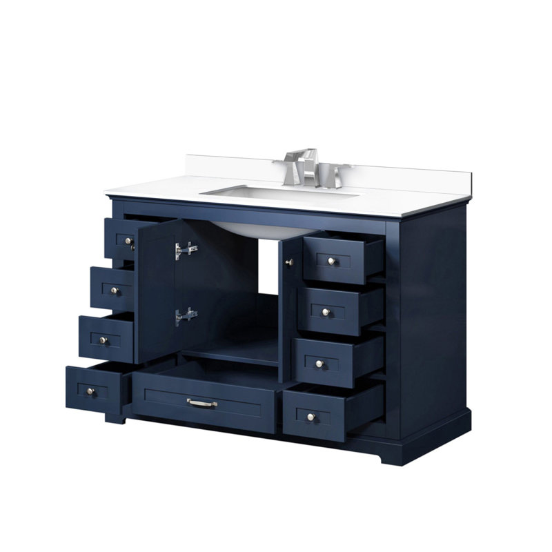 Meuble-lavabo simple 48 po X P 22 po D, plateau en marbre de culture et ensemble de robinet, Marine