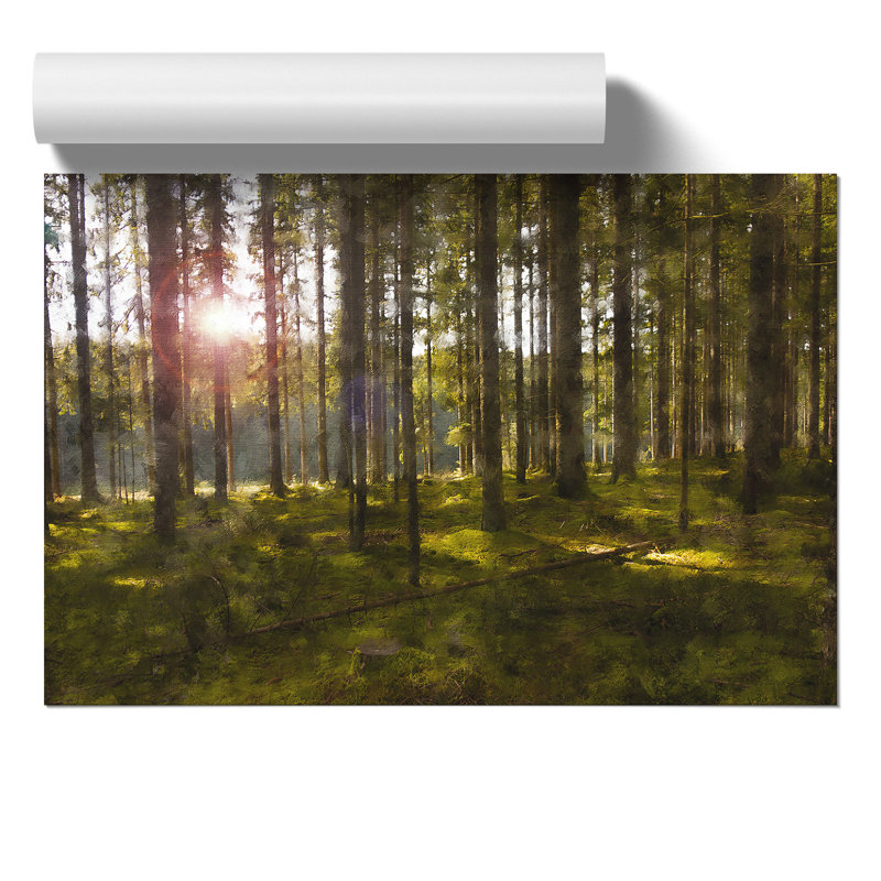 Sunlight Forest Painting - Frameless Print, 21cm H x 30cm W x 0.1cm D