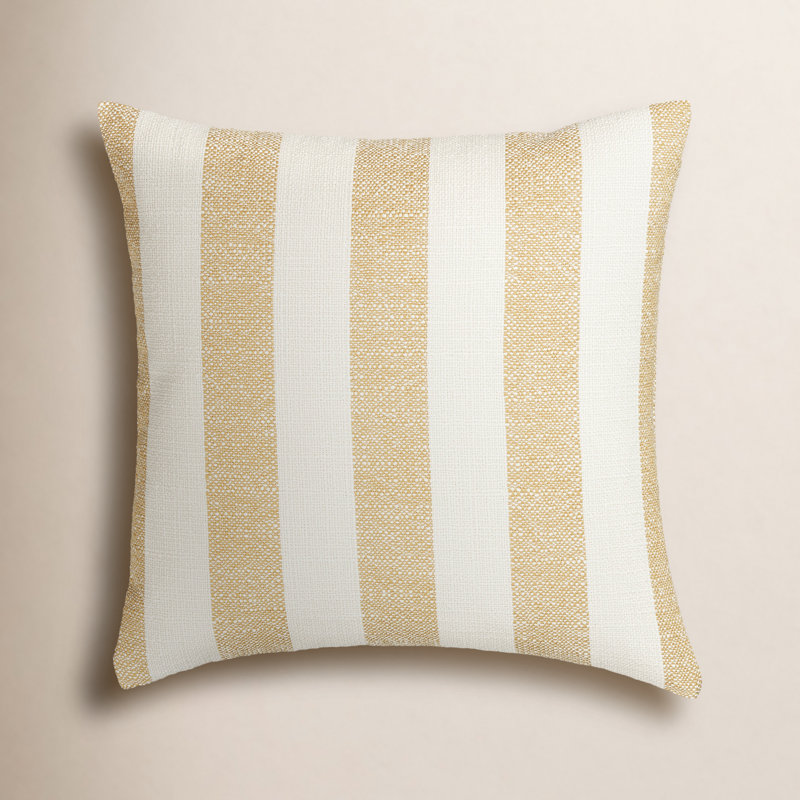 Coussin Birch Lane Harding, Rayures jaunes, Polyester, Carré 17 po
