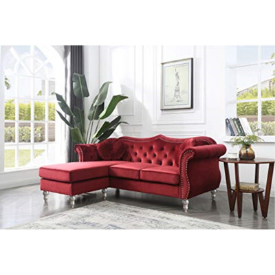 Farney Velvet L-Shaped Sectional Reversible