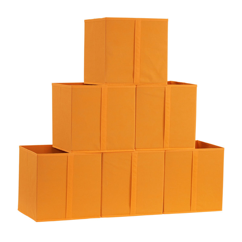 Foldable Storage Cubes, Set of 6 Bins for Cube Organizer Shelves, Orange