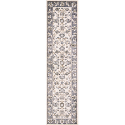 8' Gray And Ivory Runner Rug