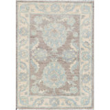 Tapis brun / bleu en laine noué à la main de conception unique 2 pi x 3 pi années 2010 Denver
