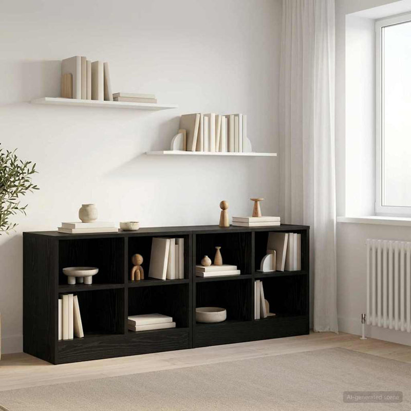 66 cm W Bedside Table, Black Oak