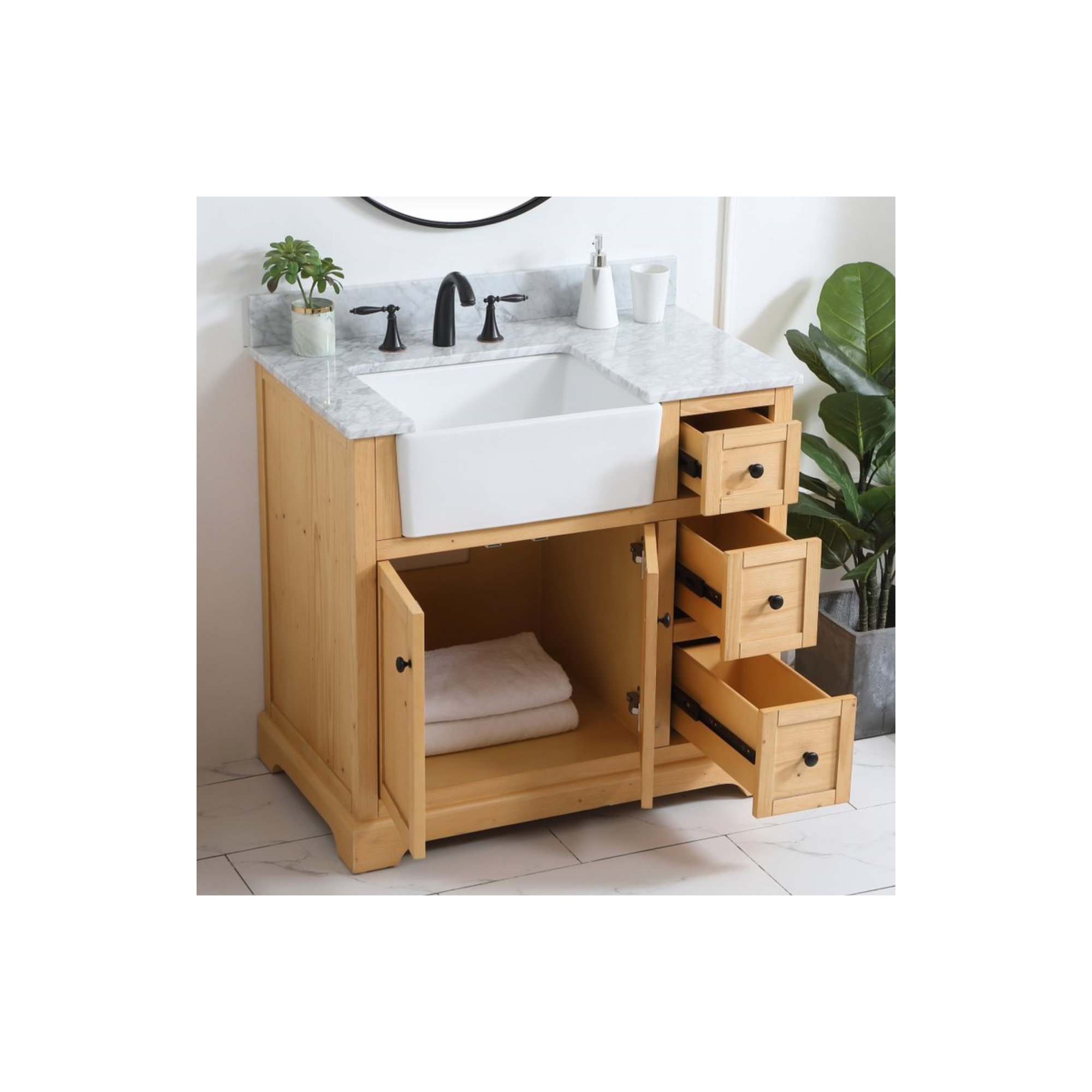 Pardue 36'' Single Bathroom Vanity, Natural Wood