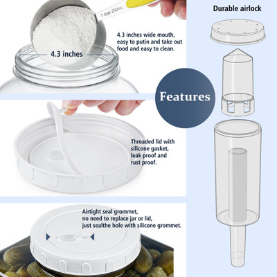 2 Qty 130oz Pickle Jar Fermentation Jar Glass Jar with Lid Canning Jars for Pickles (Set of 2)