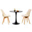Ensemble de salle à manger moderne 3 pièces, table tulipe ronde 23,6 po avec 2 chaises en acrylique brun clair-250574055-250574051