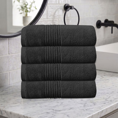 Ensemble de serviettes de bain 100% coton 100% coton zéro torsion Phoebe Home Weavers, 27 po x 54 po (4) (4 serviettes de bain), noir