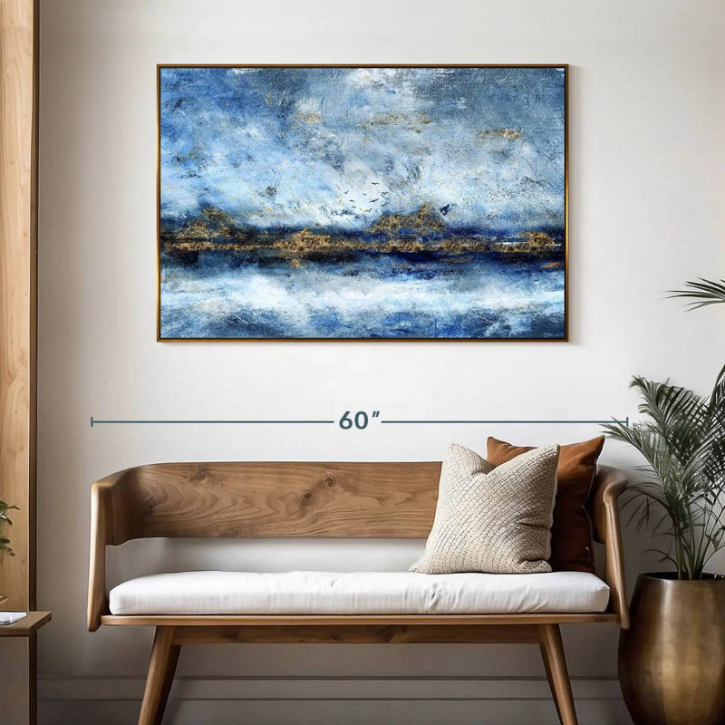 Paysage Clota, 46 po x 31 po, Cadre flottant doré