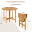 2 pièces Table de salle à manger pliante ronde en acacia de 36 po avec plateau à lattes pour la cour arrière-117792583