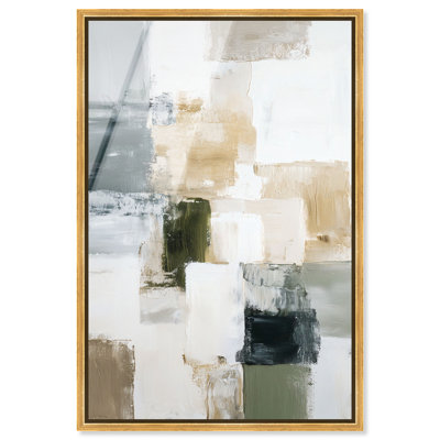 Décoration murale encadrée, "Deep Green and Cream I" par Art Remedy, cadre doré, 36 x 54