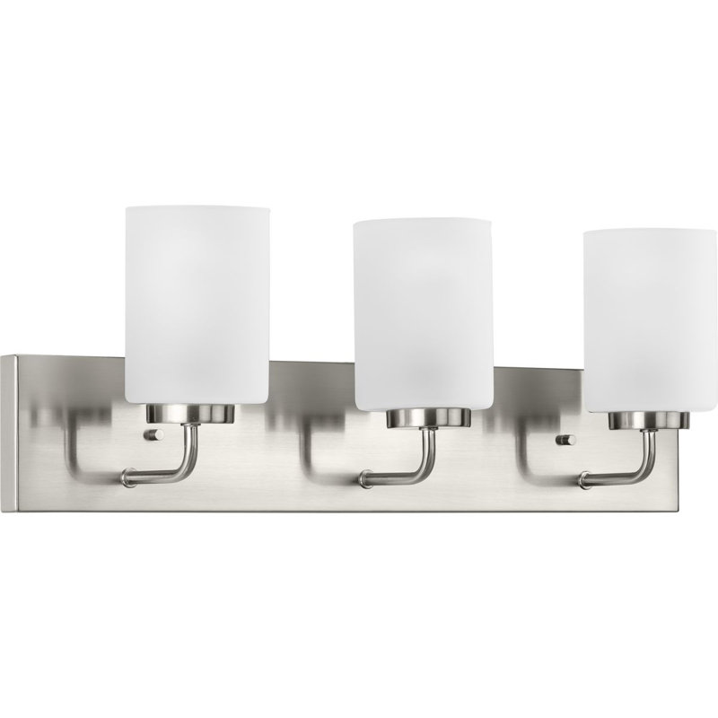 Merry Brushed Nickel 3-Light Bath Vanity Light with Etched Glass Shades, Brushed Nickel