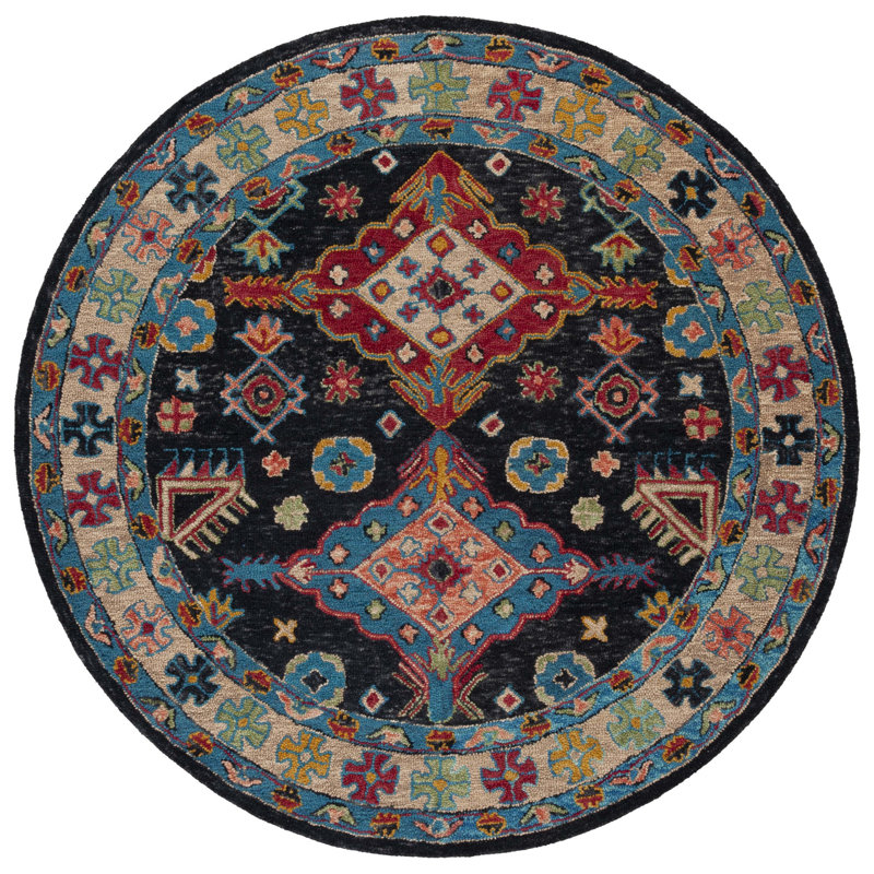 Madalene Hand Tufted Wool Southwestern Rug, Round 7'