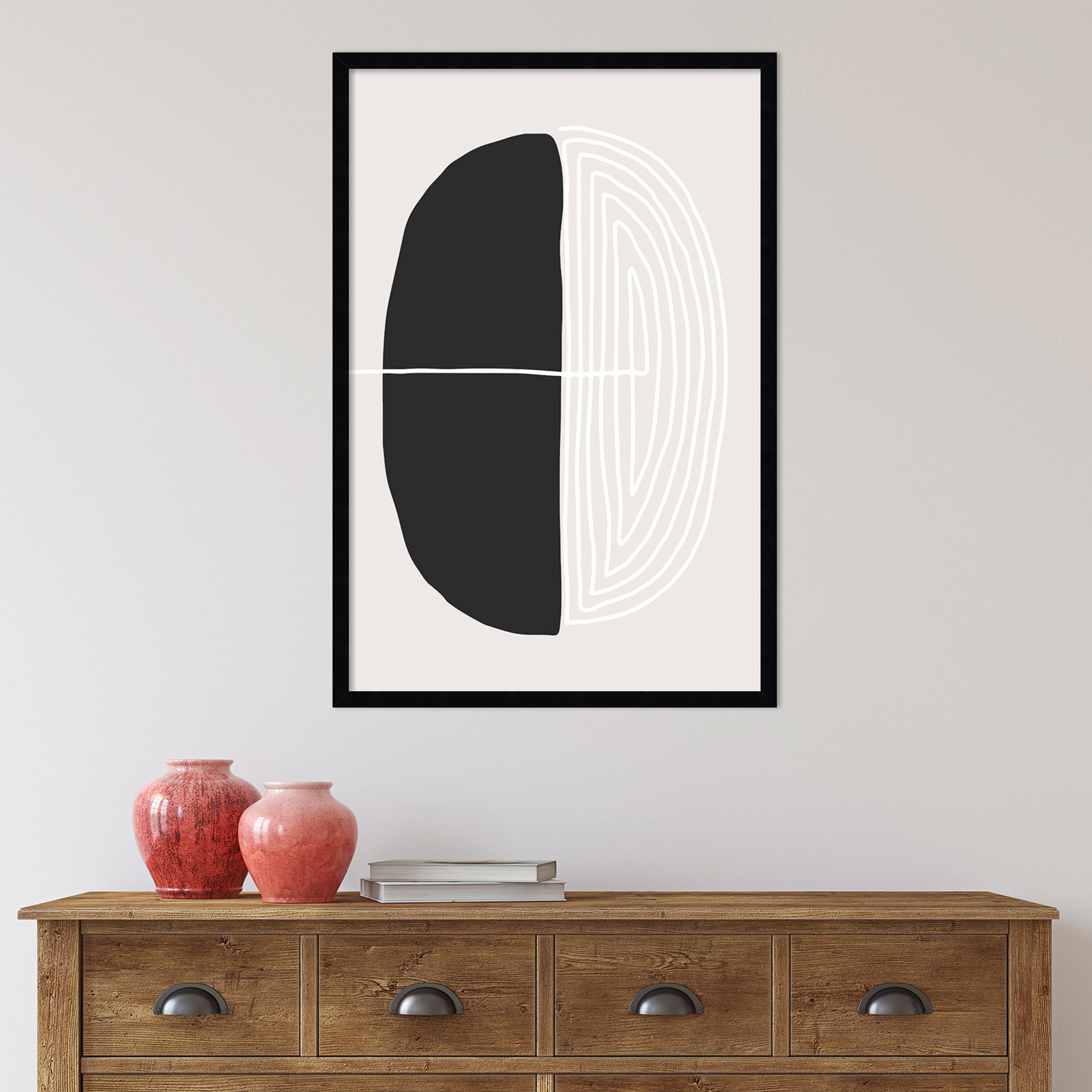 Black And White Oval by Incado, Black, 28" W x 41" H