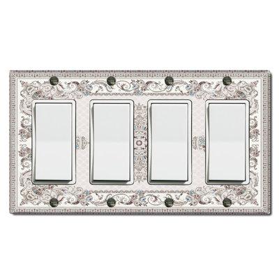 Elegant Gray Rustic White Nature Themed 4 - Gang Toggle Light Switch Standard Wall Plate