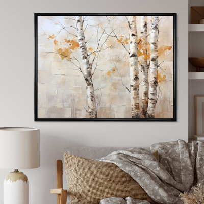 Beauté de bouleau argenté beige sur toile