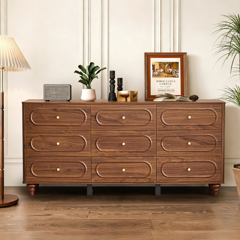  Commode 9 tiroirs de style minimaliste rétro , Brun