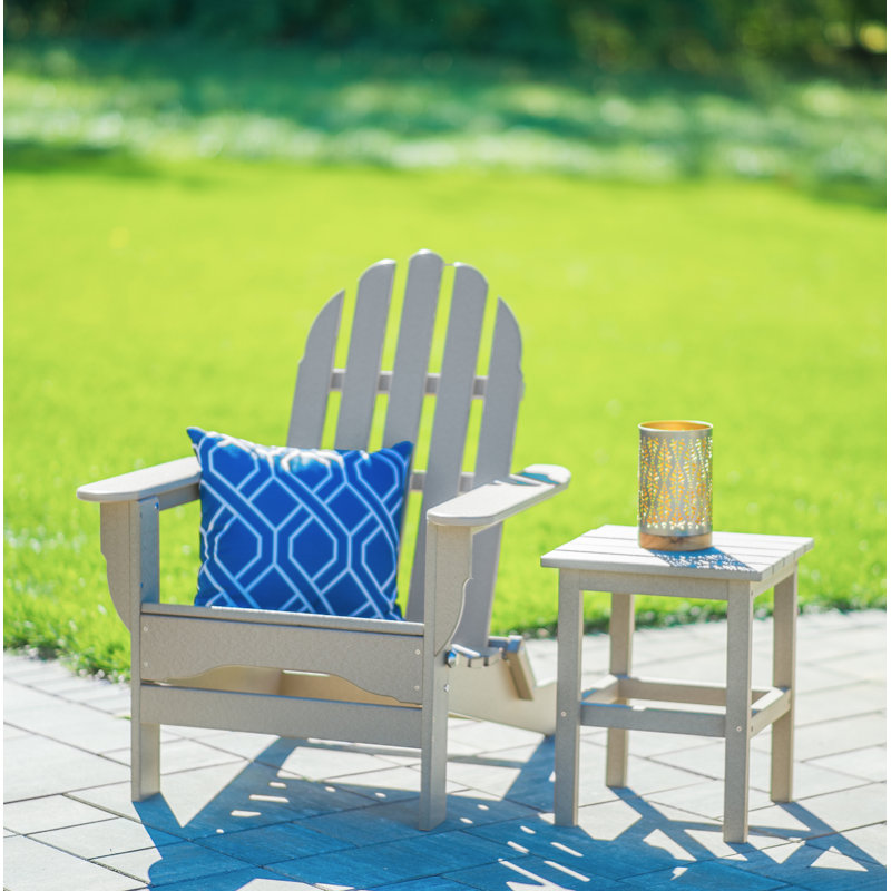Chaise Adirondack en plastique / résine avec table Leighton, Blanc / lilas