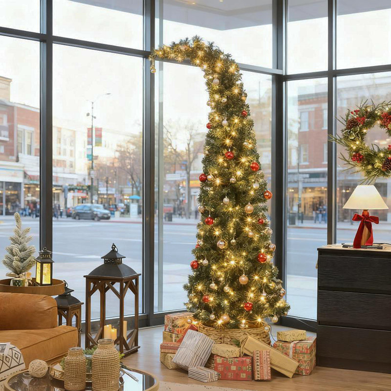 Arbre de Noël 7 pi avec 300 Leds et un support en métal, vert