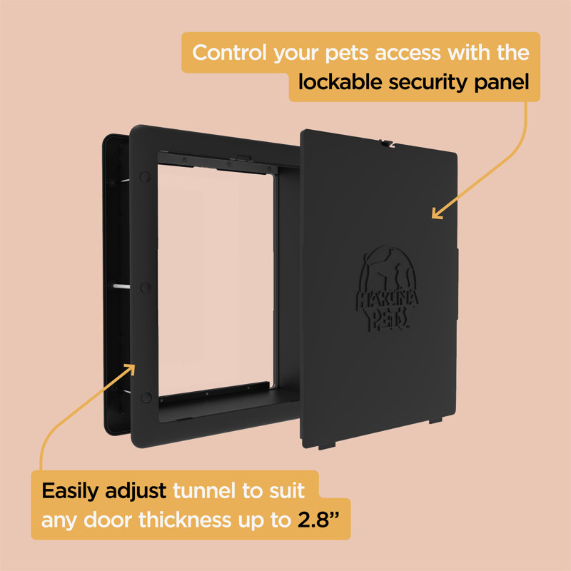 Medium Black ABS Pet Door with Lock for Cats and Dogs