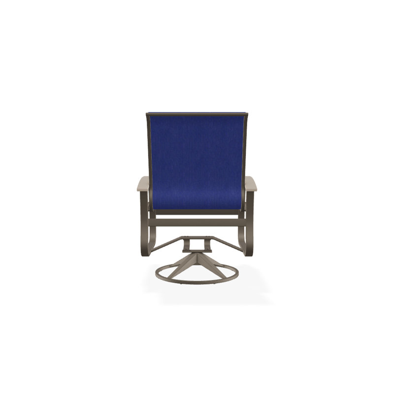 Belle Isle Outdoor Dining Armchair, Desert P60, Textured Graphite, Atlantis Royal Blue Sunbrella®