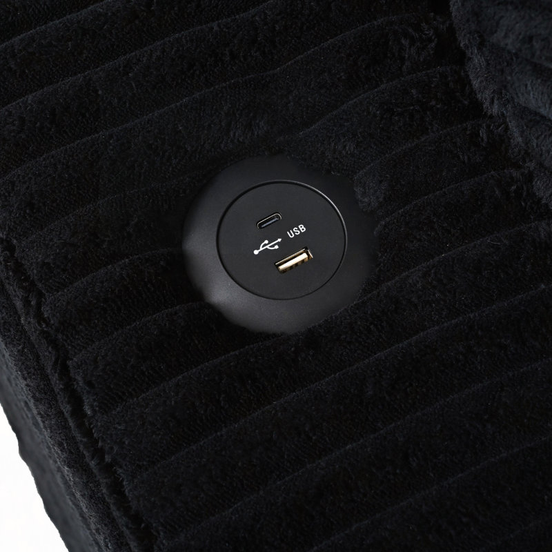 Canapé-lit modulaire 86,5 po avec deux ports USB, deux porte-gobelets et deux coussins décoratifs pour salon et chambre à coucher