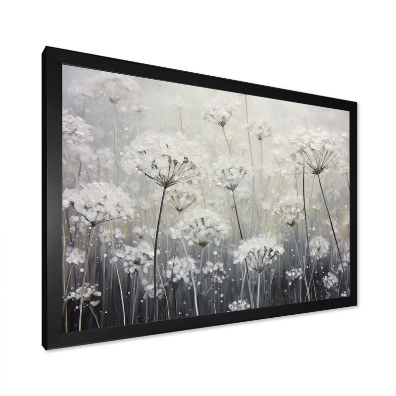 Champ floral opalescent brumeux I, H 24 po x l 32 po x P 1,5 po, Cadre simple noir