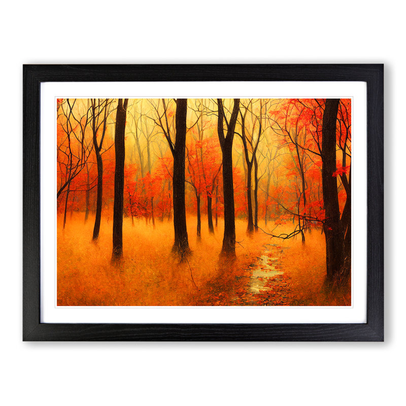 Attractive Autumn Forest - Framed Print, 25cm H x 34cm W x 2cm D, Black