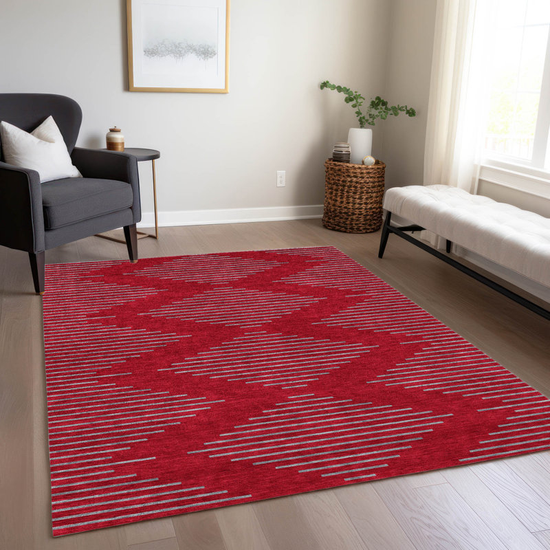 Tapis intérieur / extérieur rouge Norelia , 2 pi 6 po x 3 pi 10 po