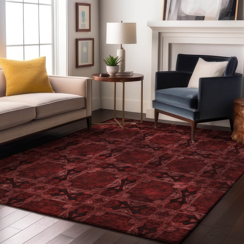 Cerrito AMF564 Premium Burgundy Area Rug, Rectangle 9 pi x 12 pi
