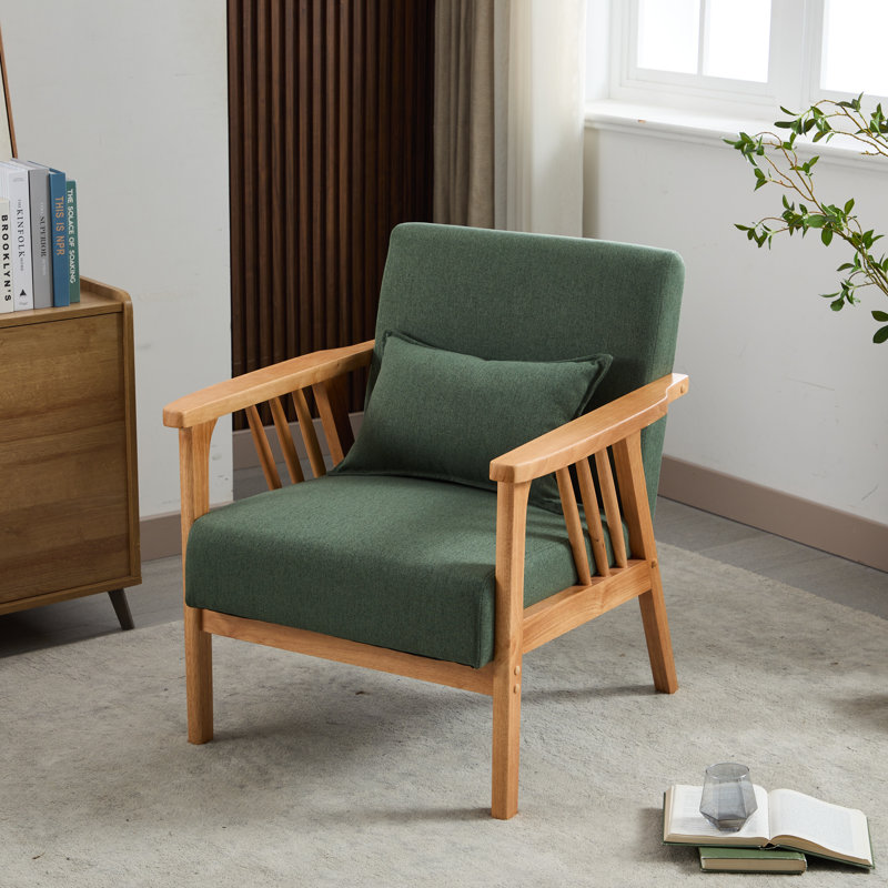 Kialie Upholstered Armchair, Green Linen