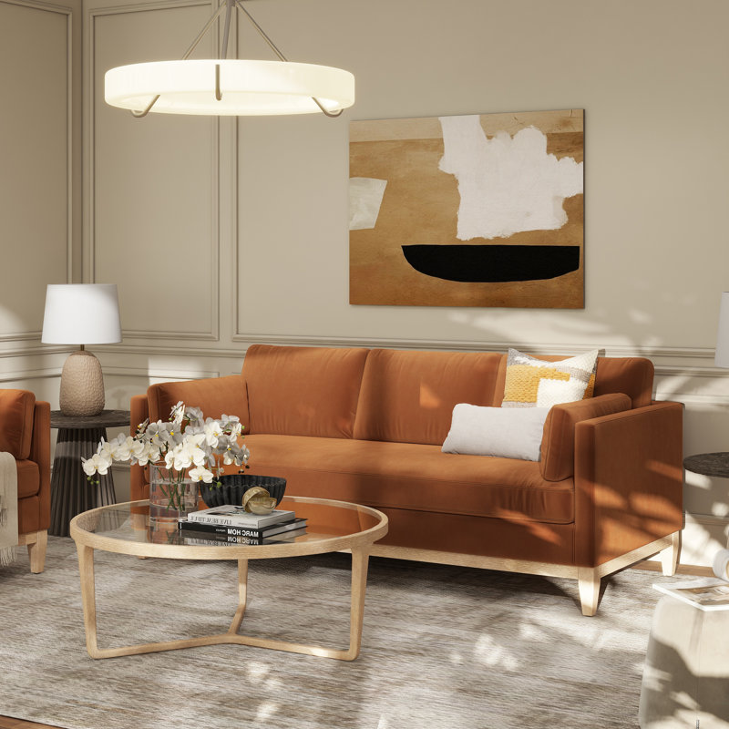 Pera 84'' Velvet Sofa, Orange Velvet