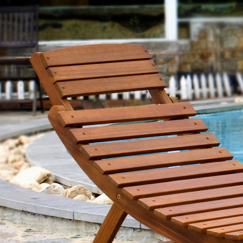 Luiza Outdoor Acacia Wood Chaise Lounge
