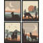 «Desert Landscape Cactus Animals», impression sur papier 4 pièces-93012589-93012590