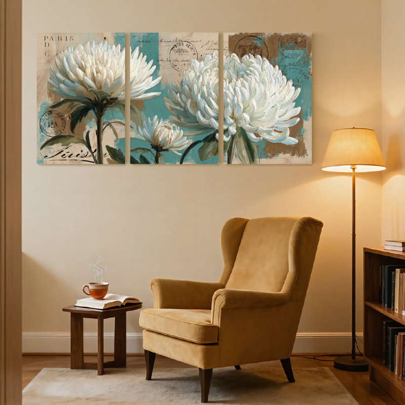 Plantes et fleurs, ensemble de 3 reproductions d'art sur toile, Paris, H 36 po x l 72 po