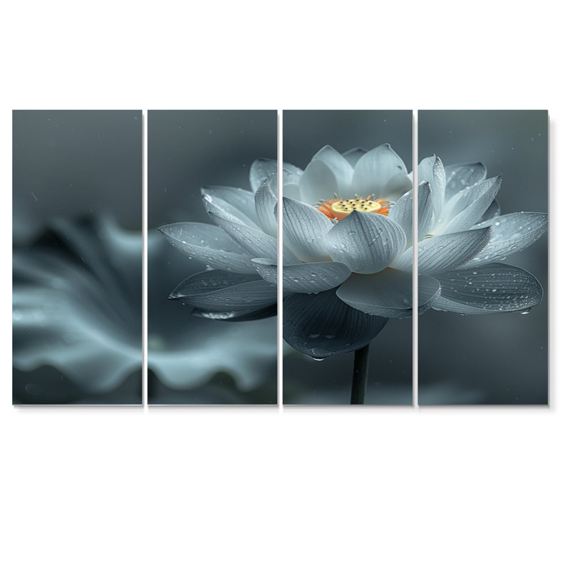 «Grey Lotus Photo Elegant Silhouette I», ensemble de reproduction d'art mural Lotus, H 28 po x l 48 po