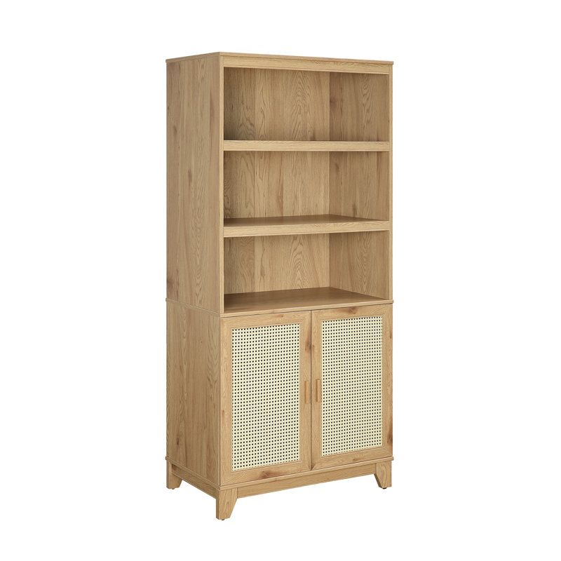 Sheridan 71.1" H x 31.5" W Mid-Century Modern 7-Shelf Storage Bookcase Cabinet in Natural, Nature