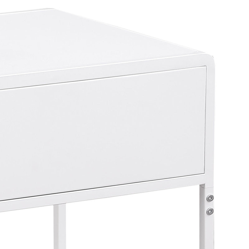 Bernave 1-Drawer Radio Weave Cane Metal Bedside Table, White