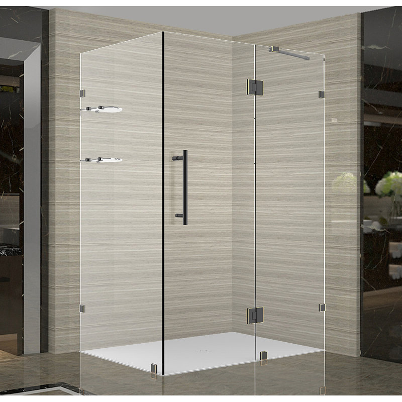 Avalux GS 42" x 72" Square Hinged Shower Enclosure, Stainless Steel, Clear