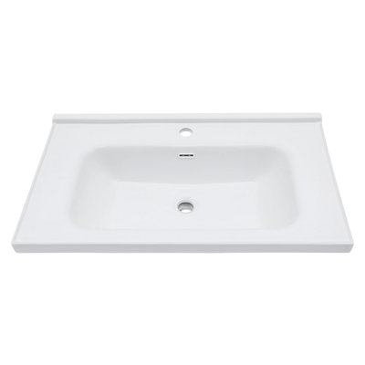 Single Sink With 1 Faucet Hole And Overflow For Bathroom