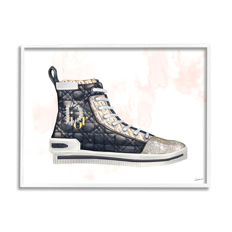 Espadrilles matelassées High Top Fashion, Giclée encadrée blanc bord de mer, H 24 po x l 30 po