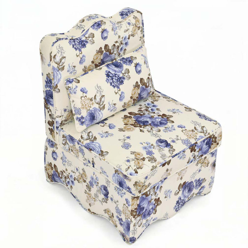 Flannel Single Side Chair,Armless Dining Chair,Accent Chair, Blue