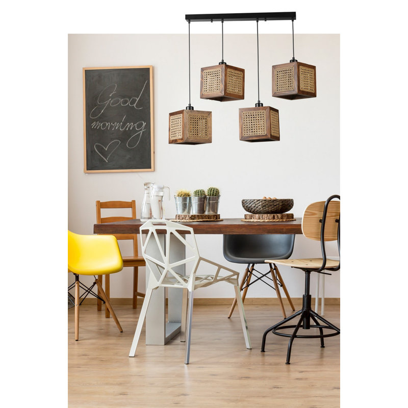 Chandle Chandelier, Walnut/Rattan