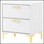 Table de chevet 2 tiroirs Lush White and Gold, espace de rangement spacieux pour les chambres modernes et élégantes