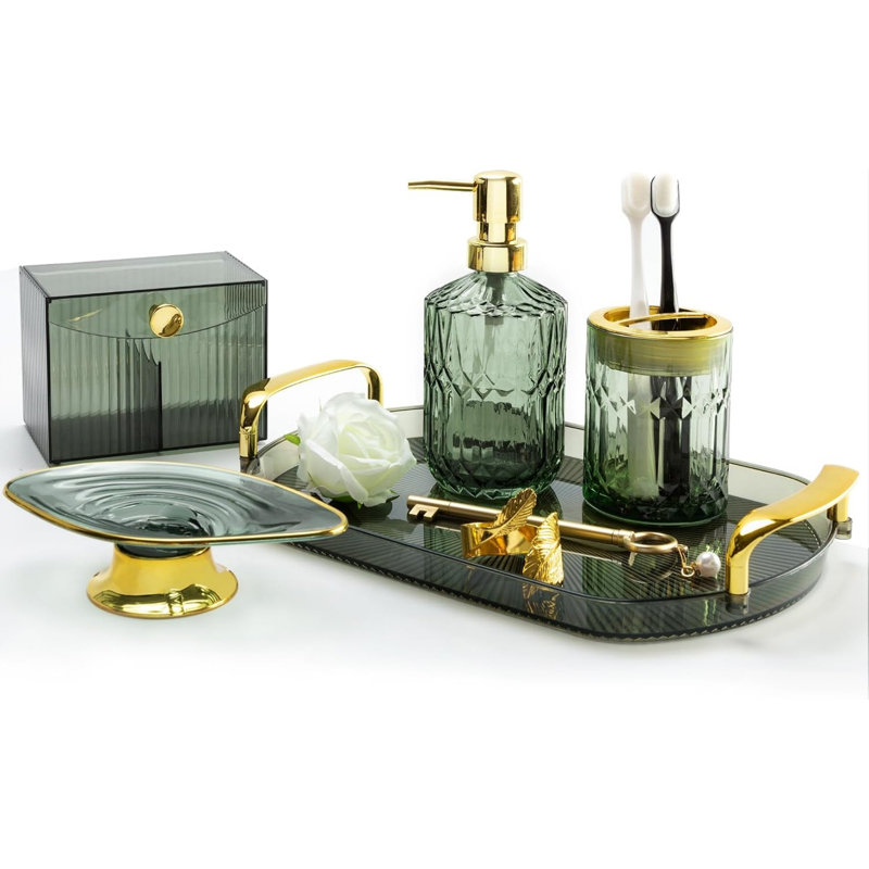 Resin Bathroom Accessory Set Bathroom Tray Tumbler