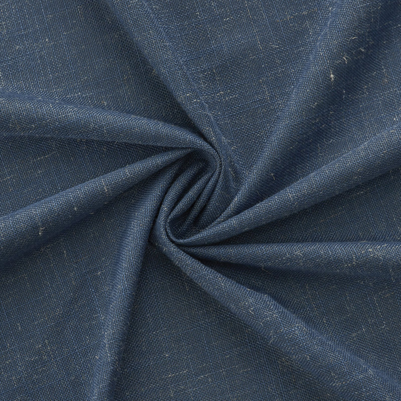 Leming 100% Waterproof and Blackout Solid Color Polyester Linen Textured Grommets Curtains Panel, 52" W x 84" L, Navy Blue