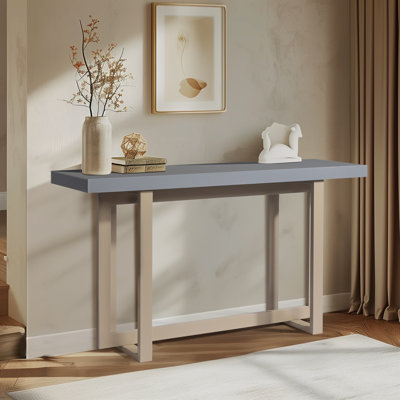 59'' Mordern Solid Wood Console Table with Geometric Base for Entryway  Decor