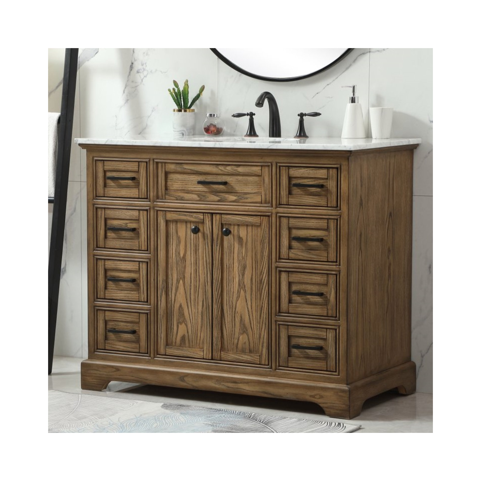 Hermes 42" Single Bathroom Vanity Set, Dark Brown