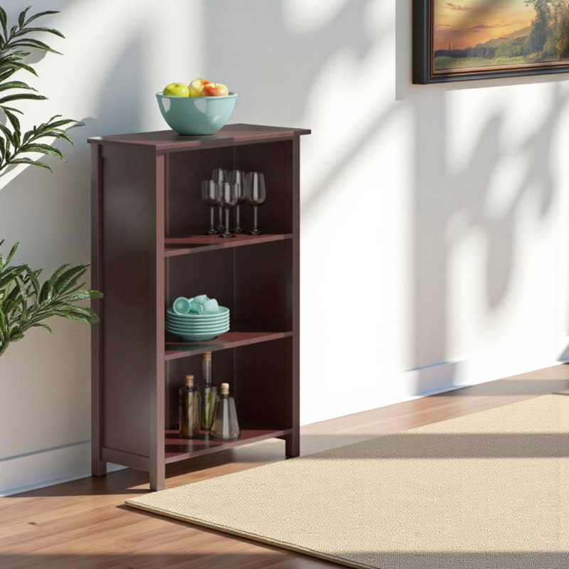 Milan Bookcase with 3 Storage Shelf in Walnut Finish, 42.83" H X 27.84" W X 12.86" D, (4 Shelves) 43” H x 28” W x 13” D