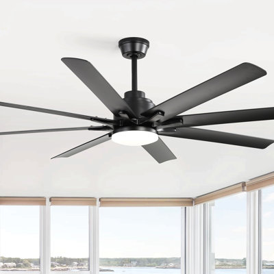 52-Inch Smart Ceiling Fan With Lights,6 Wind Speed,With 8 White ABS Blades,Voice Remote,Fan For Bedroom,Living Room,Patio,Kitchen